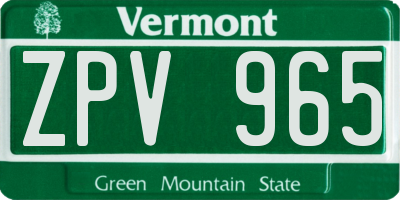 VT license plate ZPV965