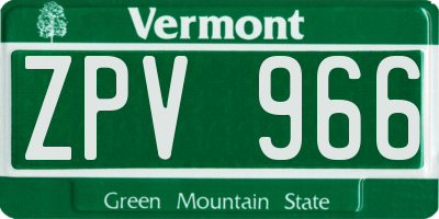 VT license plate ZPV966
