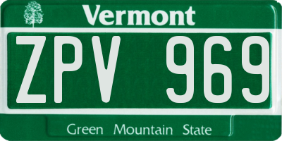 VT license plate ZPV969