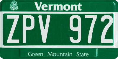 VT license plate ZPV972