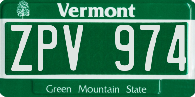 VT license plate ZPV974