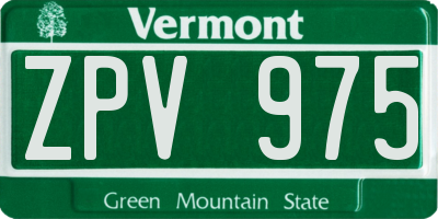 VT license plate ZPV975