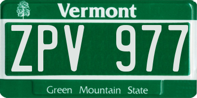 VT license plate ZPV977