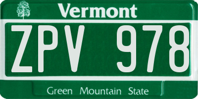 VT license plate ZPV978