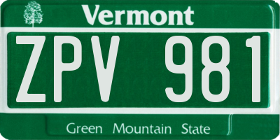 VT license plate ZPV981