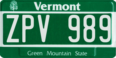 VT license plate ZPV989