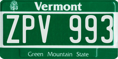 VT license plate ZPV993