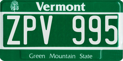 VT license plate ZPV995