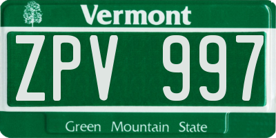VT license plate ZPV997