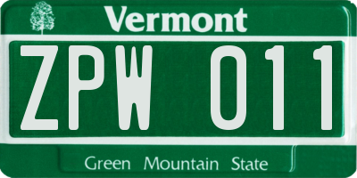 VT license plate ZPW011
