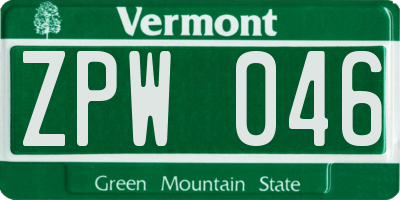 VT license plate ZPW046