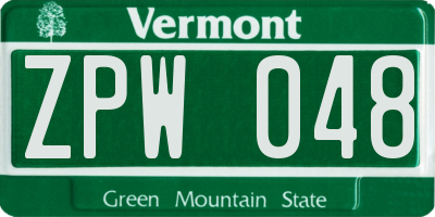 VT license plate ZPW048