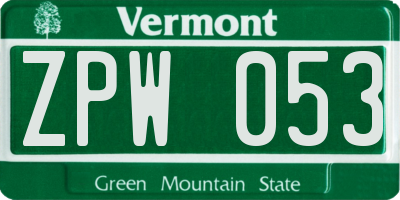 VT license plate ZPW053