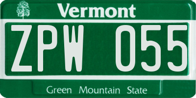 VT license plate ZPW055