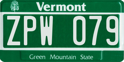 VT license plate ZPW079