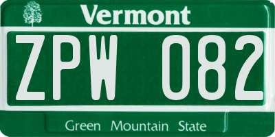 VT license plate ZPW082