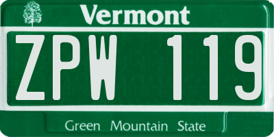VT license plate ZPW119