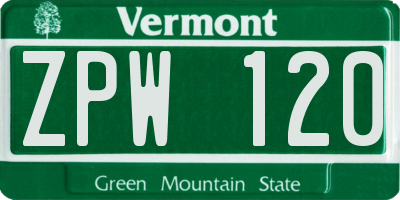 VT license plate ZPW120