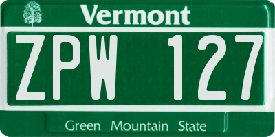 VT license plate ZPW127