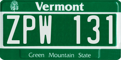 VT license plate ZPW131