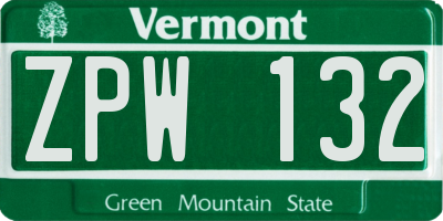 VT license plate ZPW132