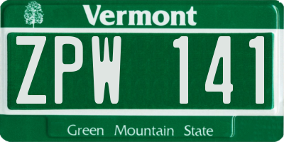 VT license plate ZPW141
