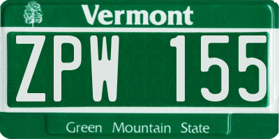 VT license plate ZPW155