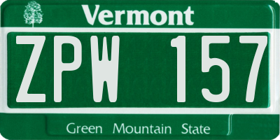 VT license plate ZPW157
