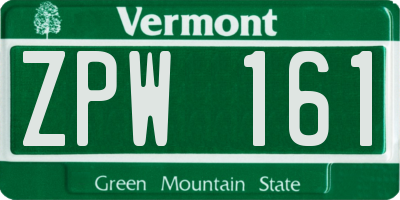 VT license plate ZPW161
