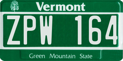 VT license plate ZPW164