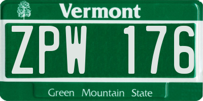 VT license plate ZPW176
