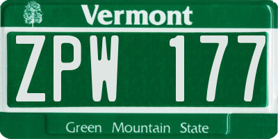 VT license plate ZPW177
