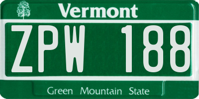 VT license plate ZPW188