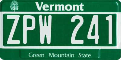 VT license plate ZPW241