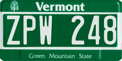 VT license plate ZPW248