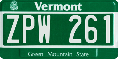VT license plate ZPW261
