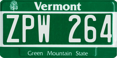 VT license plate ZPW264