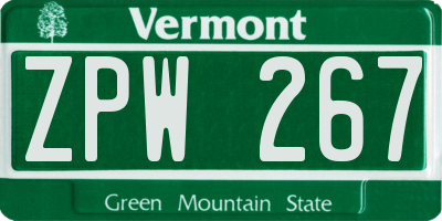 VT license plate ZPW267