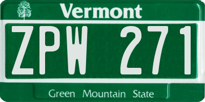 VT license plate ZPW271