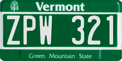 VT license plate ZPW321