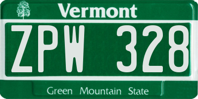 VT license plate ZPW328
