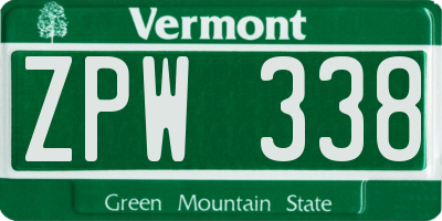 VT license plate ZPW338