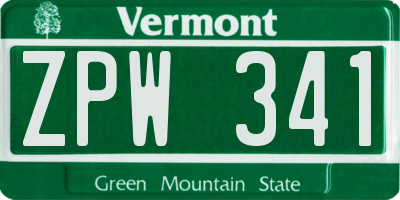 VT license plate ZPW341