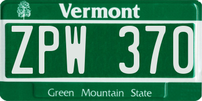 VT license plate ZPW370