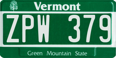 VT license plate ZPW379