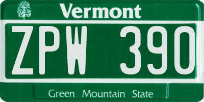 VT license plate ZPW390