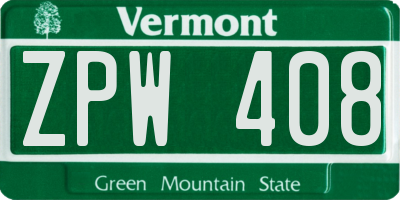 VT license plate ZPW408