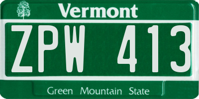 VT license plate ZPW413