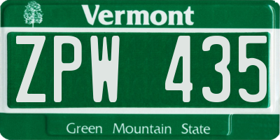 VT license plate ZPW435