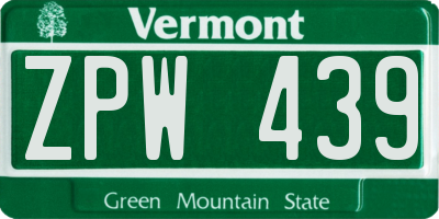 VT license plate ZPW439